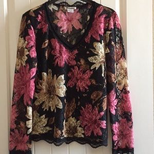 Beautiful Nygard flowered lace blouse.